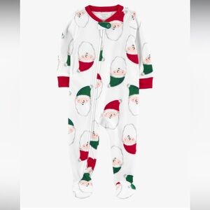 Carter's baby 1 piece Santa fleece footie Red and Green Santa Kids Pajamas